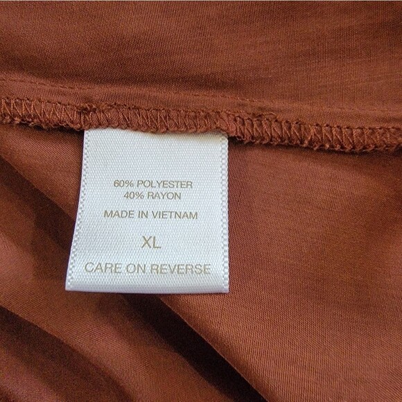 Eva Mendez brown long sleeves blouse size XL Polyester blend Scoop Neck - Picture 5 of 7